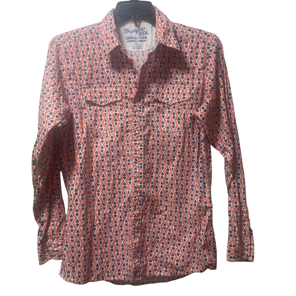 Wrangler 20X‎ Competition Western Snap Shirt XXL Geometric Aztec Long Sleeve - Picture 2 of 5